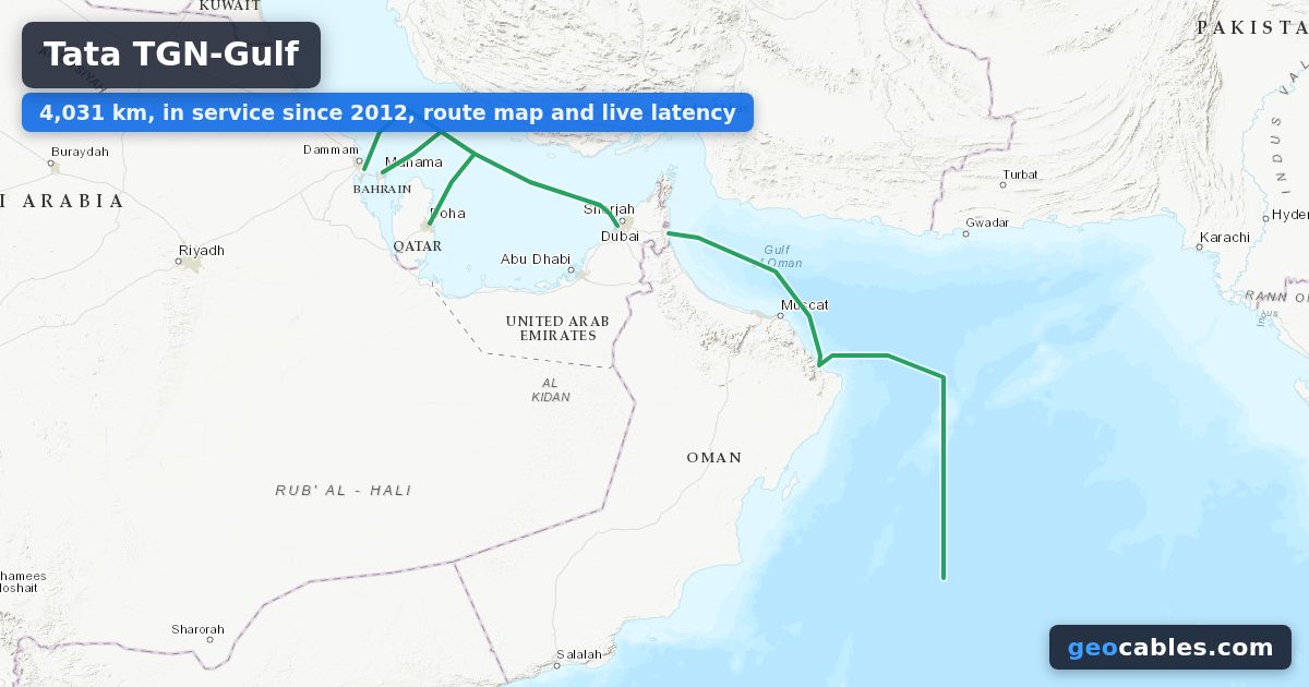 Tata TGN-Gulf cable: latency up to 2.2× normal, 2 Sep 2026 | GeoCables