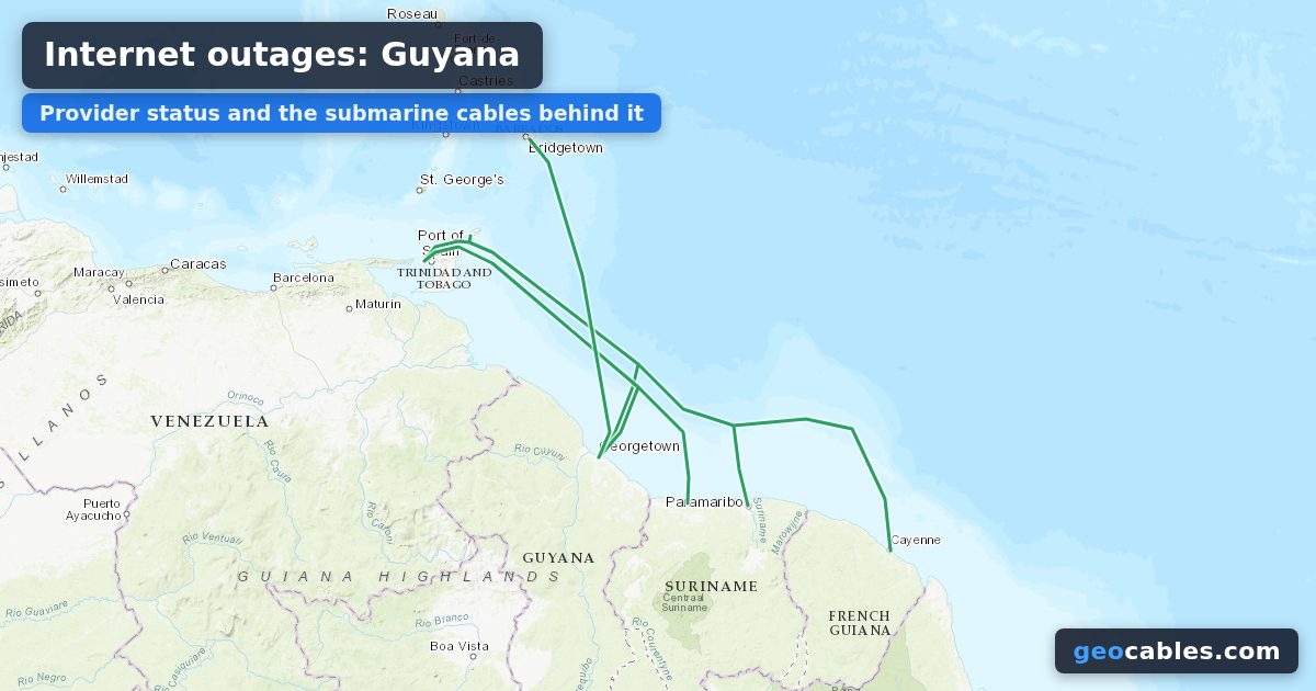 Internet outage in Guyana on 7 October 2026: GTT | GeoCables