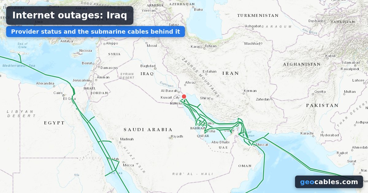 Internet outage in Iraq on 10 October 2026: Earthlink, Hulum ...